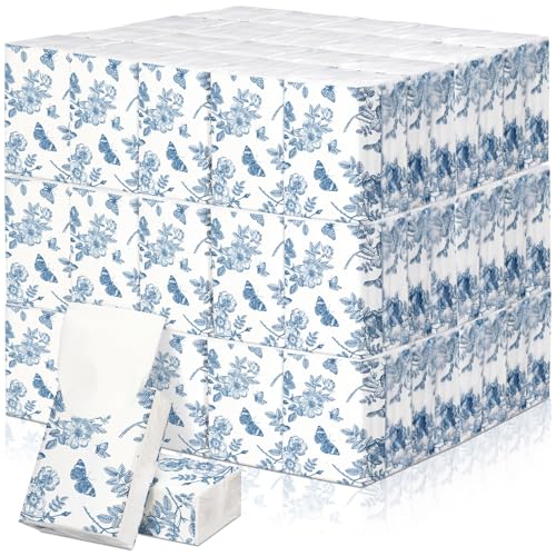Image of Therwen 100 Pack Pocket Tissues Travel Bulk 1000 Sheet, Butterfly