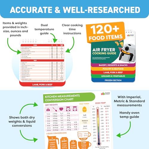 Air Fryer Instant Pot Cheat Sheet Magnets Cooking Guide Booklet Set Cooking Times Chart - Instant Air Fryer Accessories Oven Cooking Pot Temp Guide - Image 5