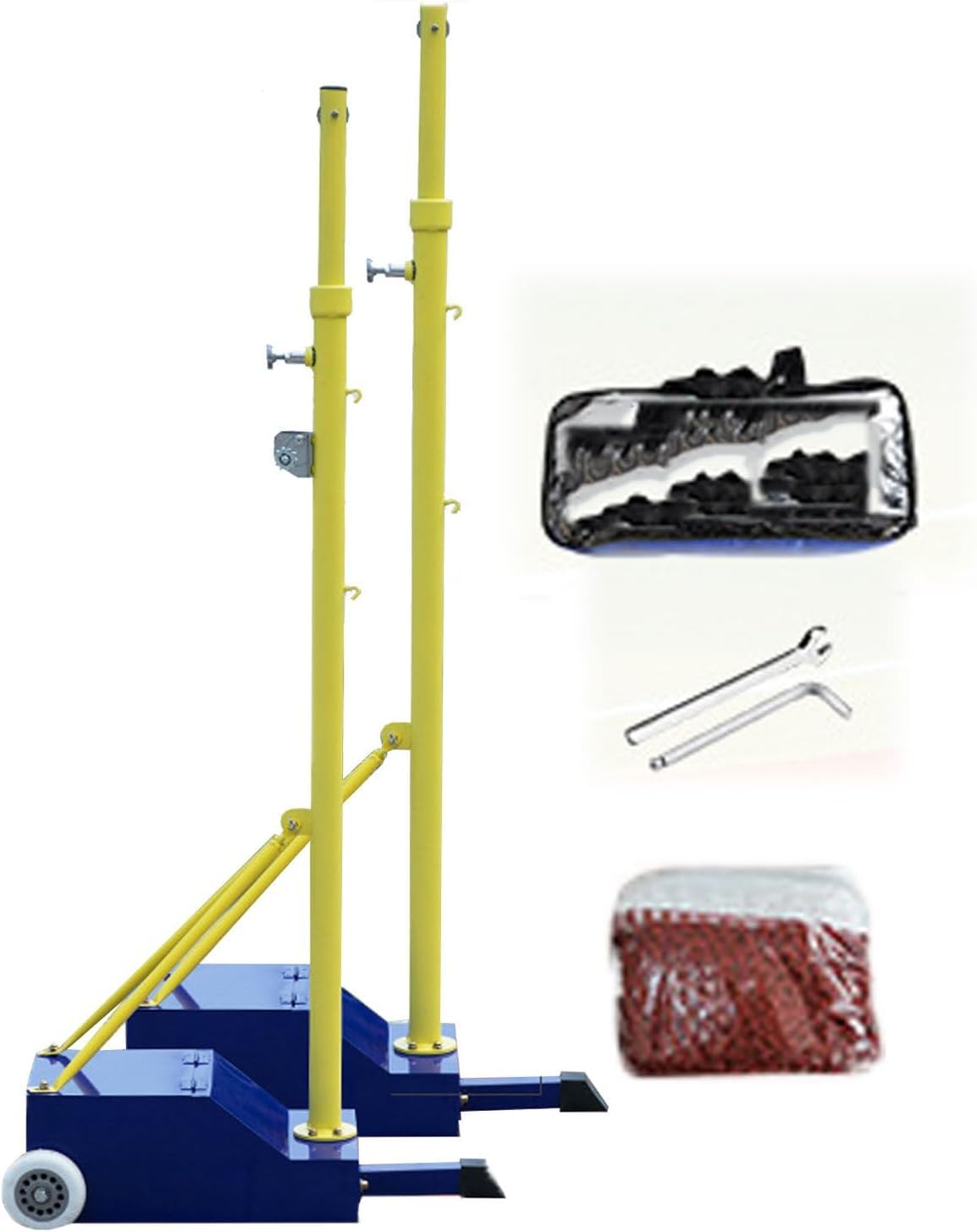 Filet de Volley-Ball Portable avec poteaux de Support réglables - Un Filet de Sport d'extérieur Facile à Installer, Parfait pour s'amuser en Famille et idéal pour Les Jeux dans Le Jardin et