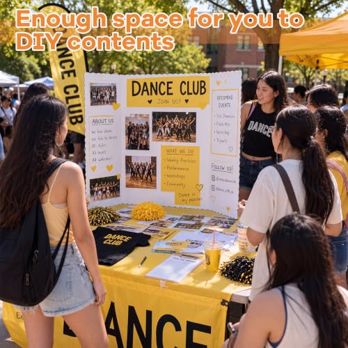 Image of Henoyso 8 Pcs 22 x 38 Inch White Tri Fold Poster Board Bulk for Display | Science Fair Project, Classroom Display Paperboard, Single Wall Build, Lightweight Presentation Board, 3 Panels