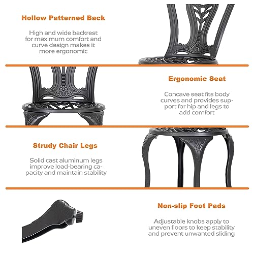 Nuu Garden CD0024 Cast Aluminum Patio Chairs All Weather Outdoor Dining Chairs Set Of 2 Indoor Outdoor Bistro Chairs thumb #8
