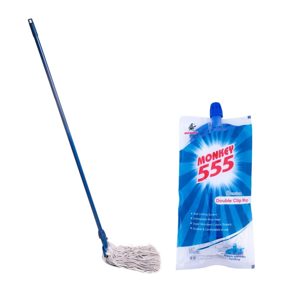 Monkey 555 Premium Clip Mop | Absorbent Cotton Threads | Replaceable Head | Durable | High Temp Resistance | Dual Locking System | Flexible Plastic Clip | Floor Cleaning Mop (B016BIR62Y) Amazon Price History, Amazon Price Tracker