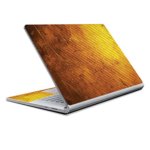 Image of MightySkins Carbon Fiber Skin for Microsoft Surface Book 2 13 inch (2017) - Textured Gold,Protective, Durable Textured Carbon Fiber Finish,Easy to Apply, Remove, and Change Styles,