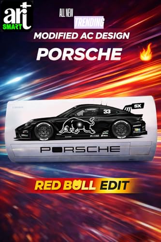 Image of Trending Porschhe 911 Racing AC Sticker, Air Conditioner Premium Vinyl, HD Gloss Finish, 24 Inches, for AC, Wall, Door, Glass (Black)