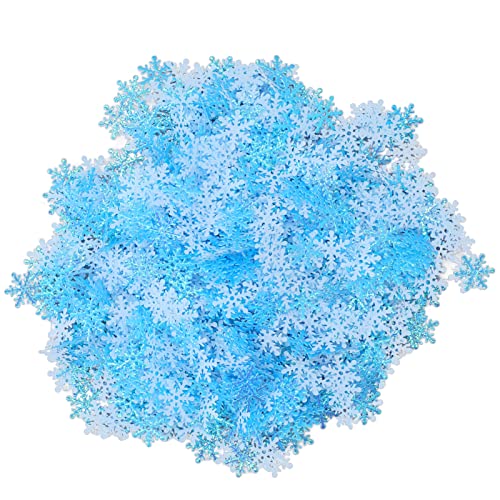 Tnfeeon Confeti de Copo de Nieve, Plástico de Colores Vibrantes, 1000 Piezas Decoración de Mesa de Invierno para Fiestas de Navidad (BLUE)