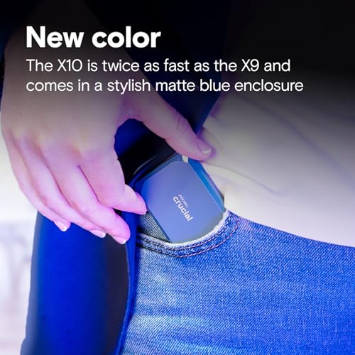 Crucial X10 4TB Portable SSD, Up to 2,100MB/s, USB 3.2 USB-C, External Solid State Drive, Compatible with Windows, Mac & Android, Durable Storage for Games, Photos & Files, Blue - CT4000X10SSD9-02