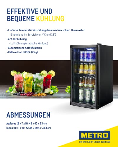 METRO Professional Mini-Kühlschrank GPC1088 mit Glastür - aus Glas und Metall - für Zimmer Büro - Kühlschrank für… – Bild 5