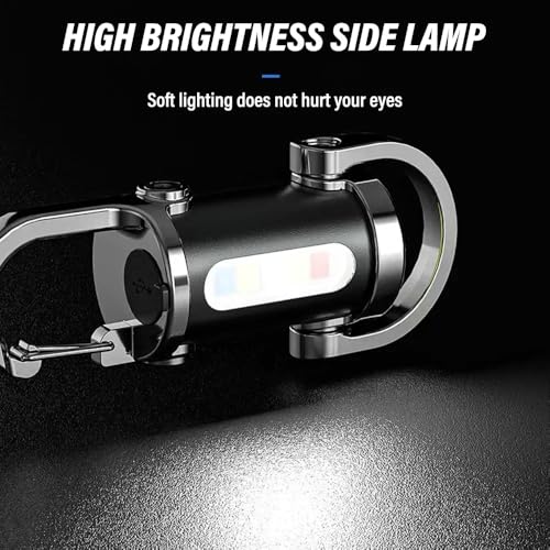 Image of Portable Rechargeable Bright Keychain Flashlight, 6 Light Modes Waterproof, Compact Pocket Light for Night Working, Running, Walking, Camping, Fishing, Hiking