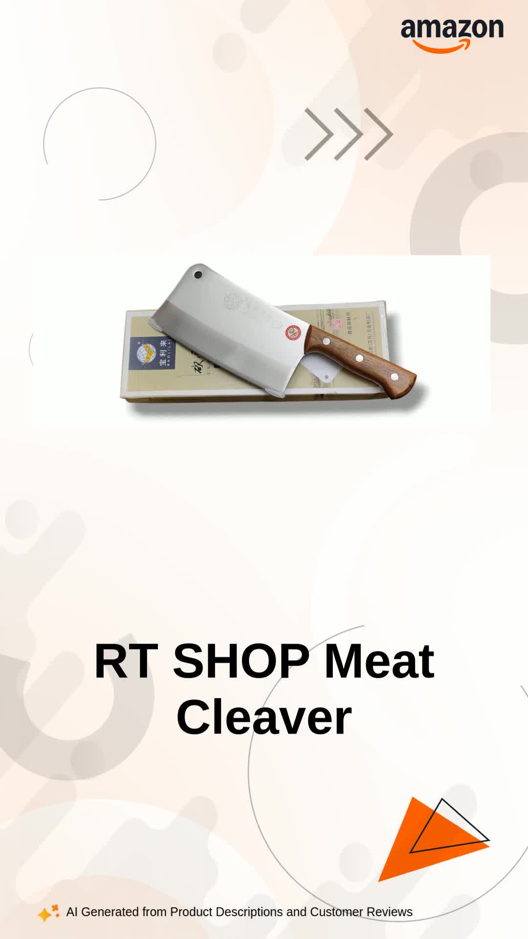 RT SHOP Stainless Steel Meat Cleaver Heavy Duty Chinese Chef