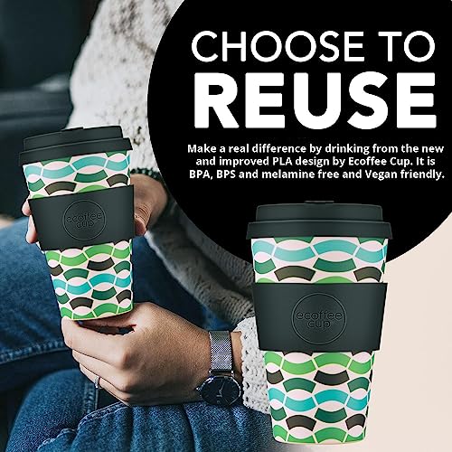 Ecoffee Cup 14oz 400ml Reusable Eco-Friendly 100% Plant Based Coffee Cup with Silicone Lid & Sleeve - Image 3
