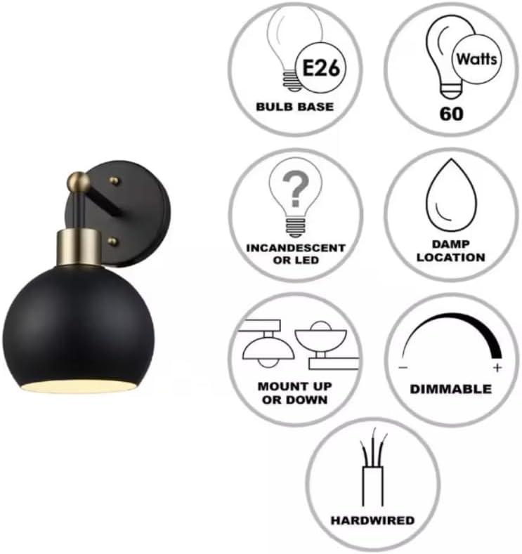 TRANS GLOBE 22533 BKAG-BK I Indigo Collection 23 Inch Three-Light Bathroom Vanity - in a Black & Antique Gold Finish | Metal & Iron Housing I Modern Contemporary Fixture |