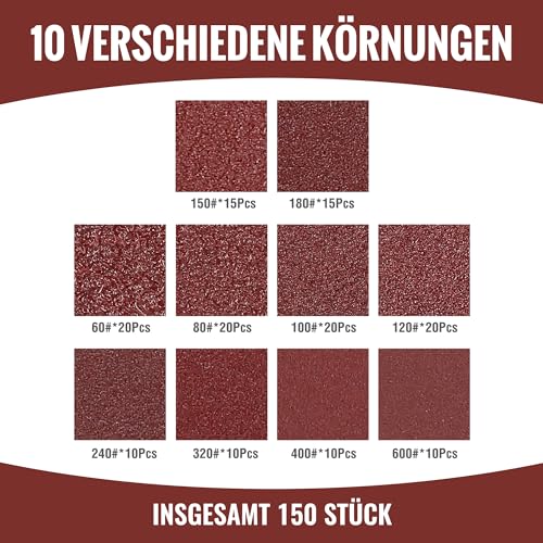 WORKPRO 150 Stück Schleifpapier 125mm Klett Schleifscheiben – Ansicht 2
