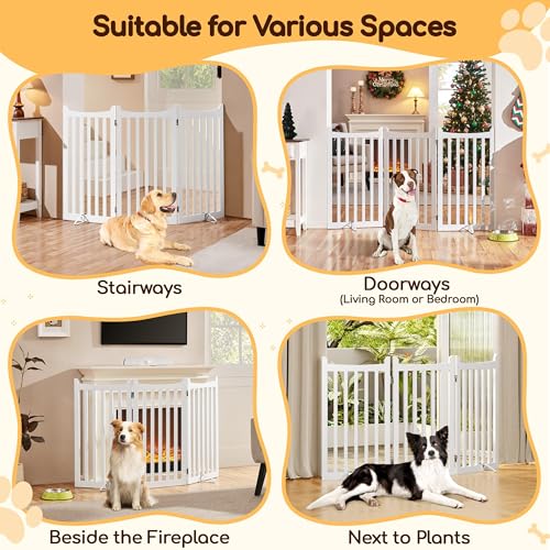 Image of Yaheetech Freestanding Wooden Dog Gate, 3-Panel 36in H Foldable Pet Barrier