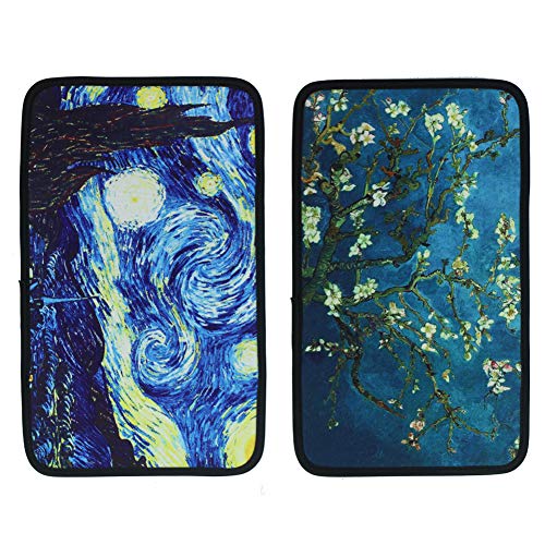 LIZIMANDU 2 Pack Vehicle Armrest Cover Pad, Universal Fit Soft Comfort Center Console Armrest Cushion for Car Women Car Accessories(2-Van Gogh)