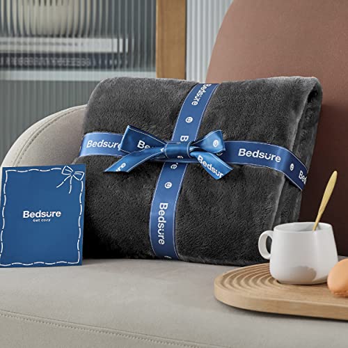 image for Bedsure GentleSoft Fleece Blankets Queen Size Dark Grey - Bed Blanket 