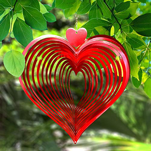 Fonmy Wind Spinner Love 12 Inches – 3D Stainless Steel – Laser Cut Metal Art Geometric Pattern - Hanging Wind Spinner, Kinetic Yard Art Decorations - Indoor/Outdoor Décor… #TOP2