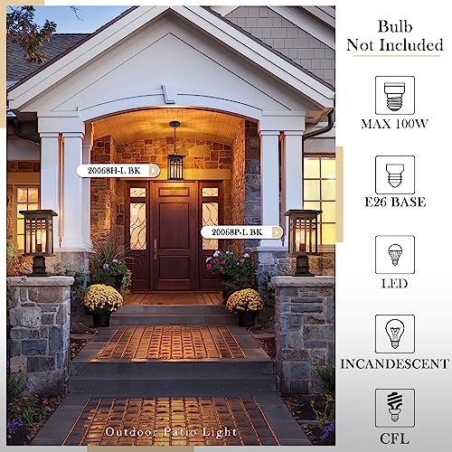 Image of zeyu Modern Outdoor Post Light Fixture, 16 Inch Exterior Pole Light, Die-Cast Aluminum in Black Finish, Clear Glass Shade, Outdoor Pillar Light for Porch Garden, 20068P-L BK