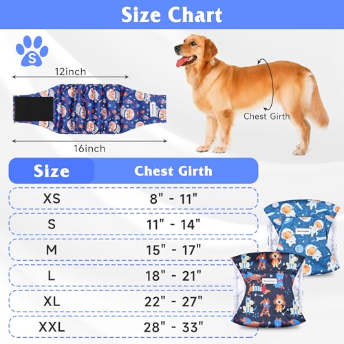 Image of 5 Pack Dog Diapers Male, High Absorbing Dog Wraps, Belly Bands for Male Dogs with Incontinence or Frequent Urination, Washable Doggie Diapers L