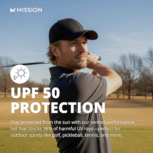 Image of MISSION Cooling Vented Performance Hat Unisex Cap for Workouts, Golf & Running, Sweat & Water Activated Technology