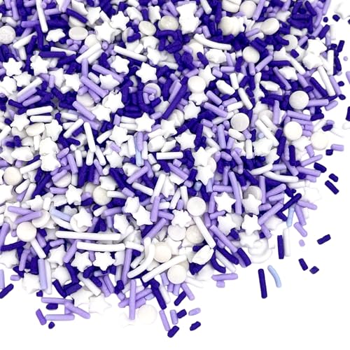 Image of Manvscakes Sprinkles- Edible Cake and Cupcake Sprinkles with Assorted Shapes and Sizes, Purple Sprinkle Mix for Cookies, Ice Cream, Cake and Cupcake Decorating