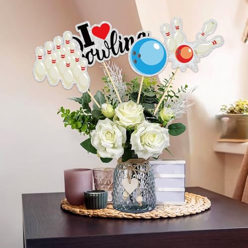 Image of Bowling Theme Centerpiece - Set of 16: Sticks, Jar, Shoe, Ball Games, Table Toppers, Funny Kit, Sport Theme Party Supplies