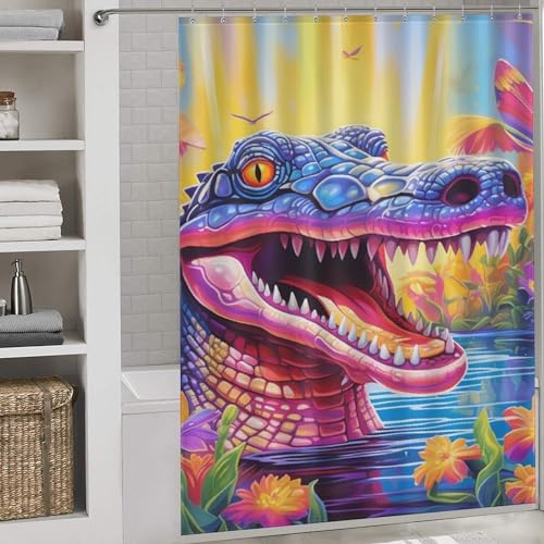 Rideau de douche crocodile tissu polyester imperméable pour salle de bain