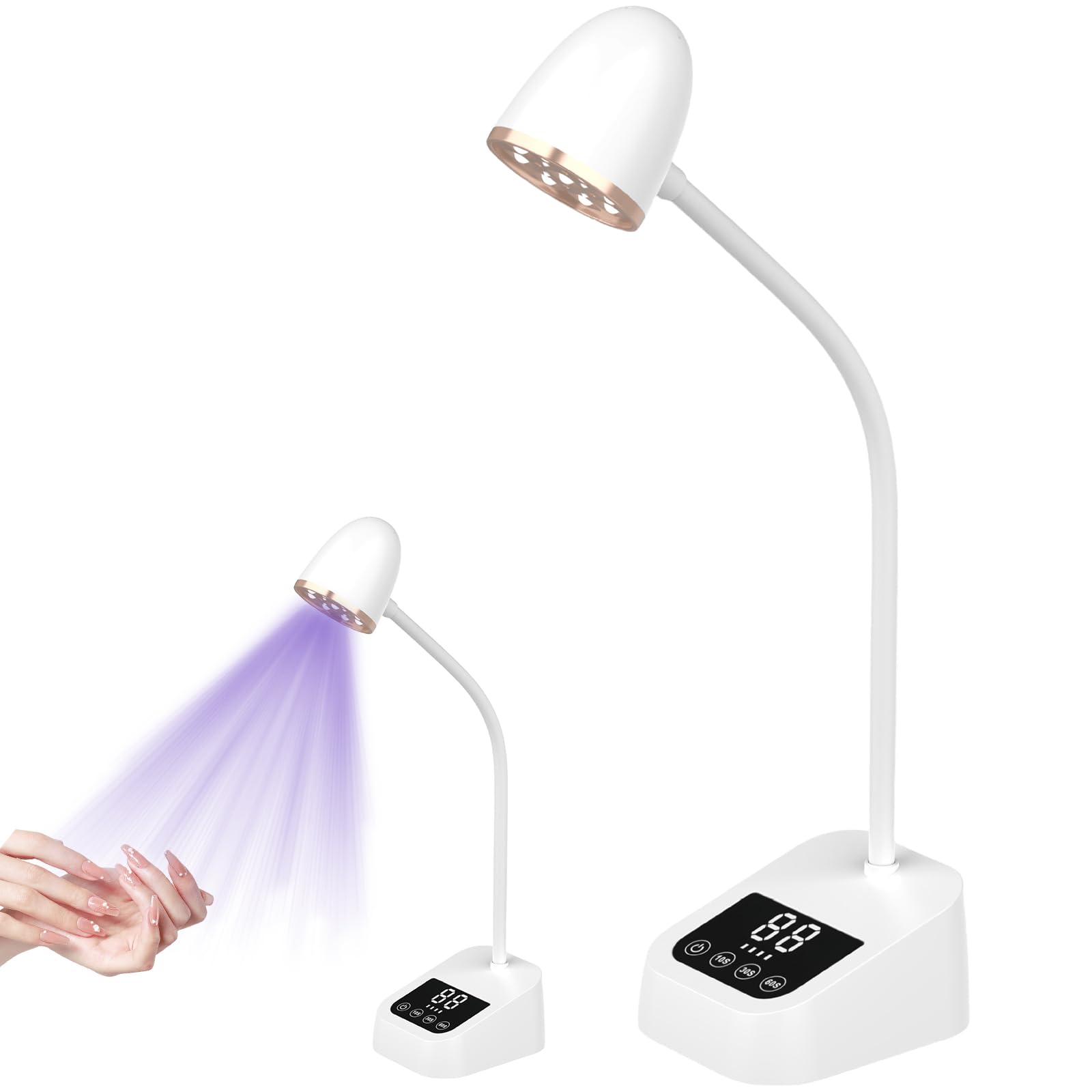 Mini lámpara UV para uñas, lámpara de uñas giratoria para uñas de gel con 3 modos, 9 perlas LED, mini lámpara de uñas, portátil, recargable, pequeña secadora de uñas, adecuada para principiantes en el