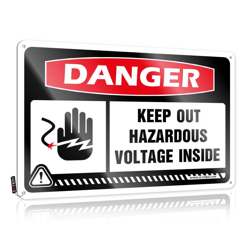 Fzfn Men's Colour Antique Sign, Kitchen Sets Fun Danger Keep Out Hazardous Voltage Inside | Farmhouse Camper Decor(20X30cm)