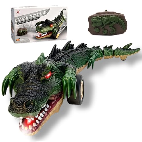 LEFEI Remote Control Crocodile Car Toy,2.4Ghz RC Toy Cars,Boys 3-12 Year Old,360&deg;Rolling Turns & Slides with Lights Cool Outdoor Toys Birthday Gifts Xmas Gifts (Green)