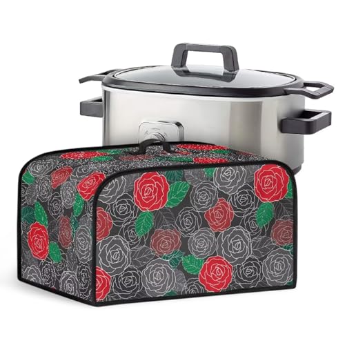 Cugasmaru Rose Crock Pot Cover Fit Slow Cooker 6 7 8 qt Small Kitchen Appliance Dust Cover with Pockets Top Handle Washable Small Appliance Covers