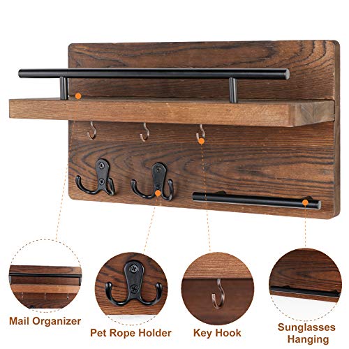 Ourwarmwallmountedkeyholderhangersforwalldecorativewith5keyhookswoodenmailrackorganizerwithshelfrustichomedecorforentrywaymudroomhallwayofficebrown  Urban Country Home Decor Ourwarm wall mounted key holder hangers for wall decorative with 5 key hooks wooden mail rack organizer with shelf rustic home decor for entryway mudroom hallway office brown  urban country home decor