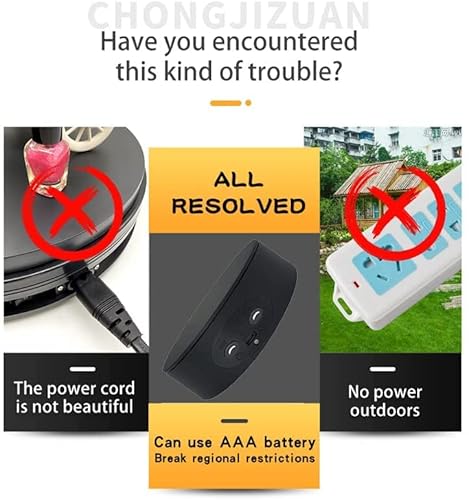 ULEMONDEE 13 cm elektrischer Drehteller für die Fotografie, 360 Grad drehbarer Ausstellungsstand für Schmuckausstellung, Ladenausstellungsstand, Kuchenausstellung (Schwarz)