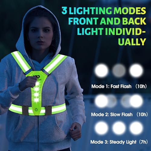 West Biking Warnweste Fahrrad Led Reflektorband Laufweste, USB aufladbar Leuchtband Joggen Reflektierende weste Leuchtweste, Elastische Einstellbar Lauflicht Erwachsene Kinder Hund Wandern