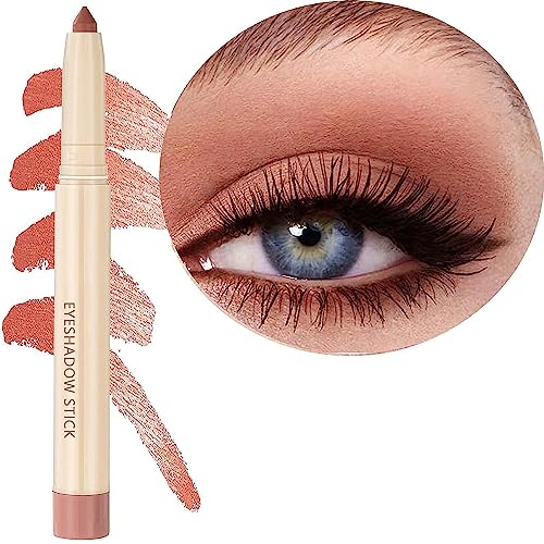 Metfdlaig Palillo de sombra de ojos mate, sombra de ojos crema suave, impermeable, larga duración, resaltador hipoalergénico de alto pigmento