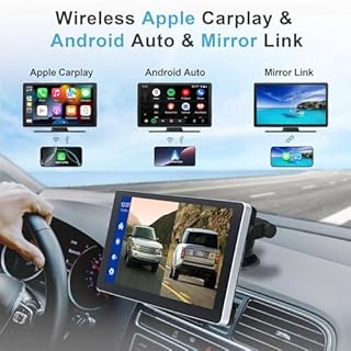 9 Inch Car Stereo with Apple Car Play & Android Auto,Portable Touch Screen Car Player Wireless Car Play Screen with Voice Control, with 4K Front+Rear 1080P Dual Camera Dash Cam (9 Inch+2 Camera)