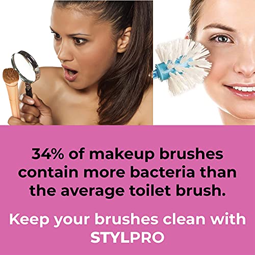 Stylpro Original Gift Set Kit: Electric Makeup Brush Cleaner And Dryer Machine With 8 Brush Collars, Brush Cleanser - Fast, Automatic Spinning Brush Cleaner With Heat-Resistant Bowl #TOP5
