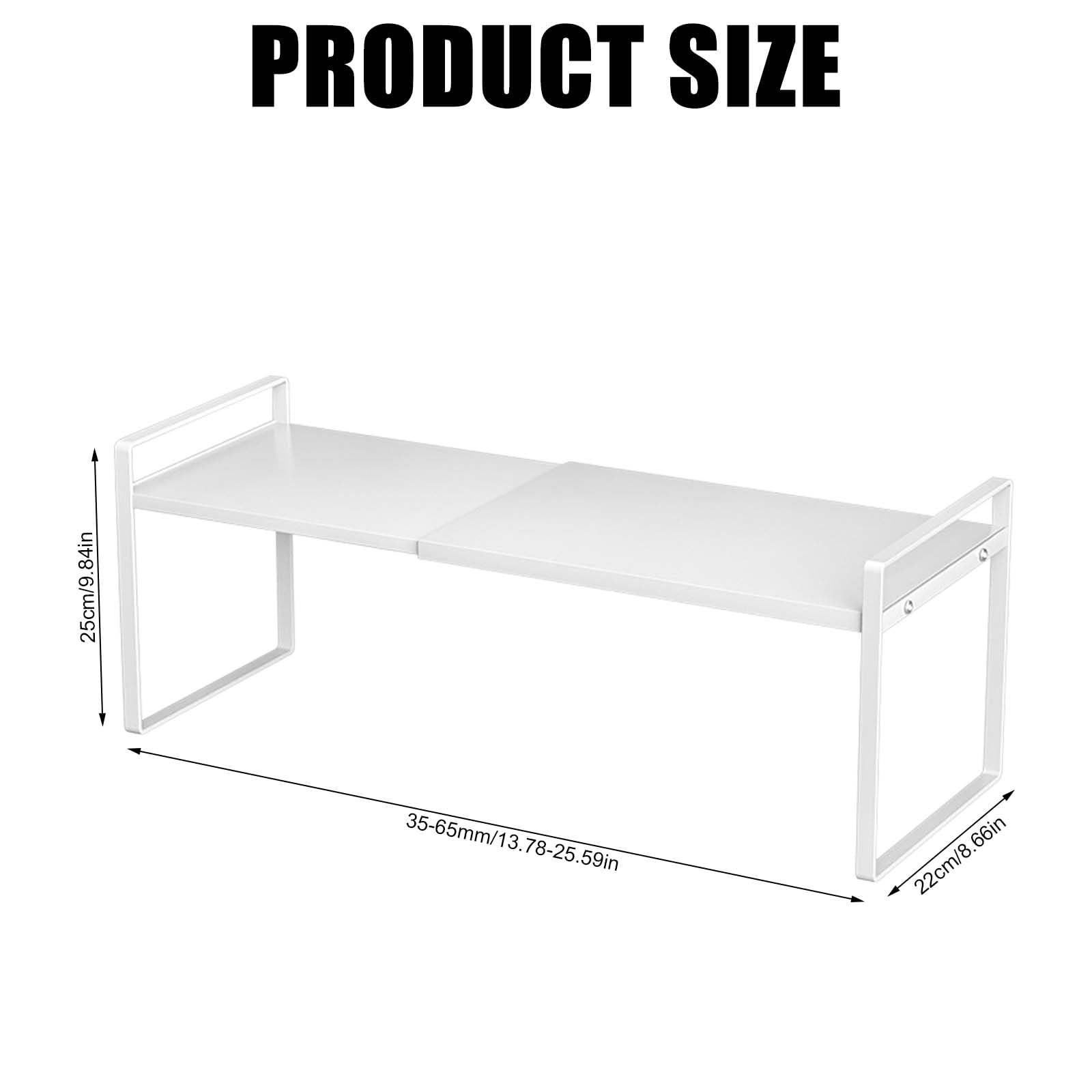 Mensola estensibile per armadietto, inserto telescopico per armadietto, lunghezza: 35-65 cm, larghezza: 22 cm, altezza: 25 cm, mensola organizer impilabile per piano cucina, portaspezie da cucina per