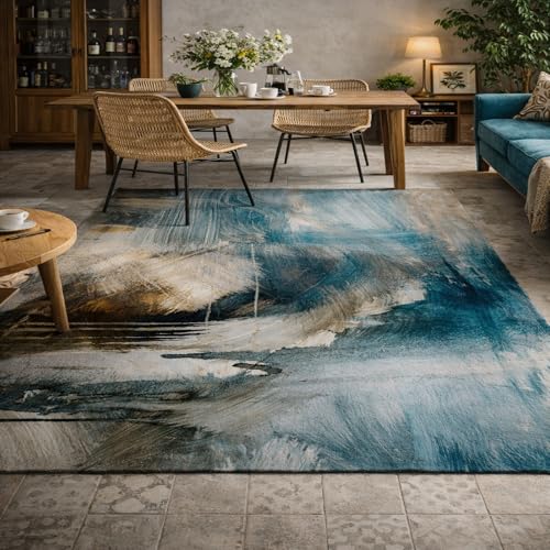 Alfombra extragrande de pelo corto suave de diseño abstracto 2