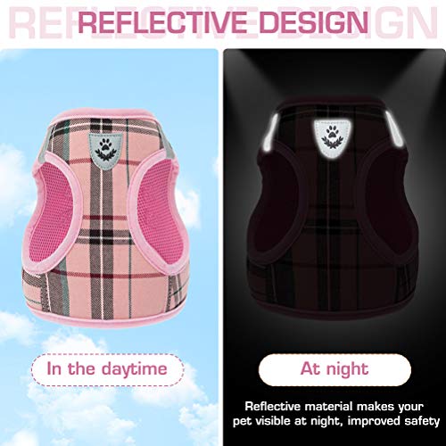 Soft Mesh Plaid Puppy Harness - Small Dog Harness and Leash Set, Adjustable & Comfortable Padded Reflective Vest for… - Image 6