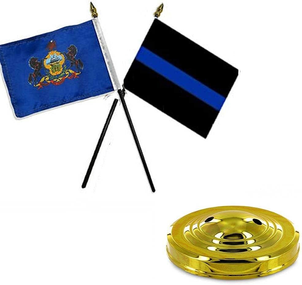 "Flags & Signs" Thin Blue Line Flags 4"x6" Desk Set Table