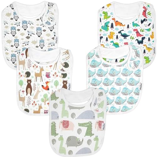 KiddyStar Drool Bibs for Babies – Organic, Unisex, Soft Absorbent Teething Bibs with Adjustable Snaps