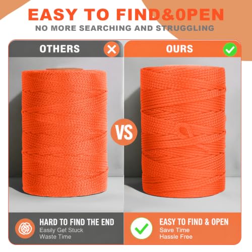 540 pies de cuerda trenzada de nylon naranja #18 con mango para albañil miniatura 2