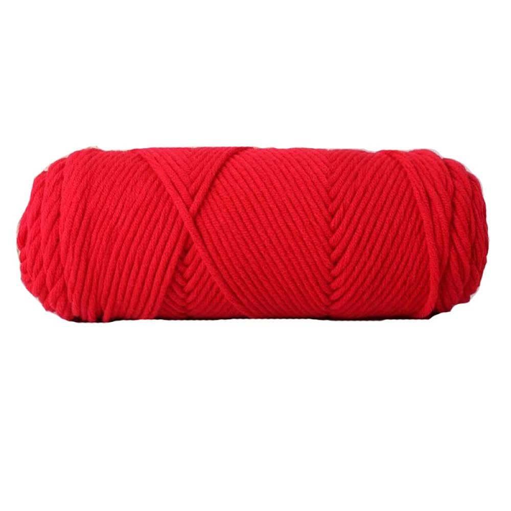 Häkelgarn Wolle 100G Milch Baumwollgarn 23 Farben Stricken Bunte Wolle Supersoft Los Gestrickt Baby Weiche Handcraft Pullover Garn-01 Rot_Achten