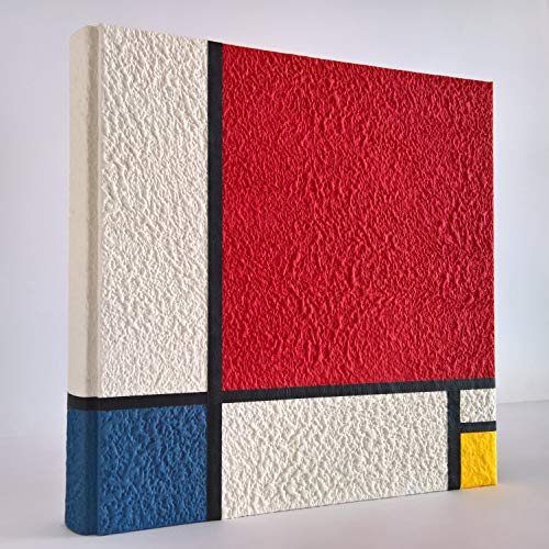 Album fotografico artigianale omaggio a Mondrian 33X33 60 fogli (120 pagine) red and blue regalo compleanno matrimonio nozze wedding design arte