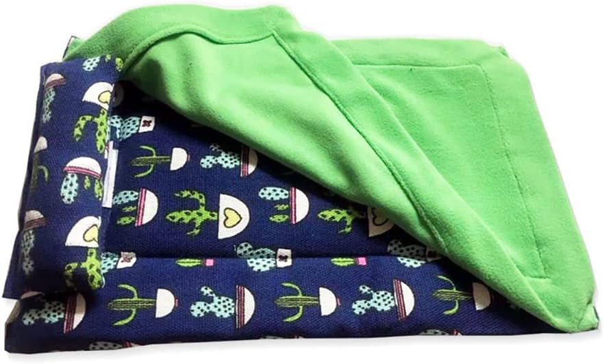 Bearded Dragon Bed Accessories,Amphibian Reptile Sleeping Bag with Pillow and Blanket,for Gecko Lizard Ferret Squirrel,Waterproof,Warm and Breathable,not Falling Off,Decorative effec-Green
