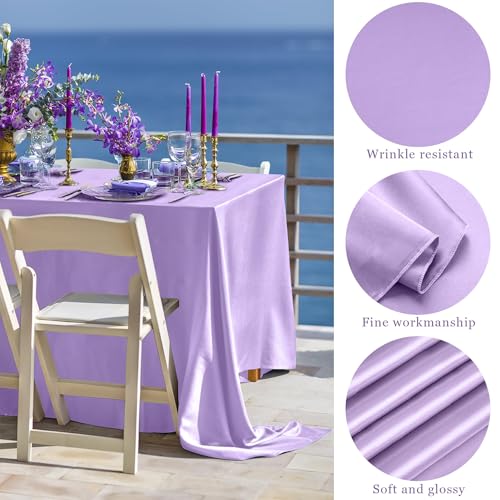 Image of TURSTIN 4 Packs Pastel Rainbow Satin Tablecloth 102 x 58 Inch Overlay Satin Table Cover Rectangle Bright Silk Tablecloth Smooth Fabric Table Decoration for Wedding Banquet Party Events