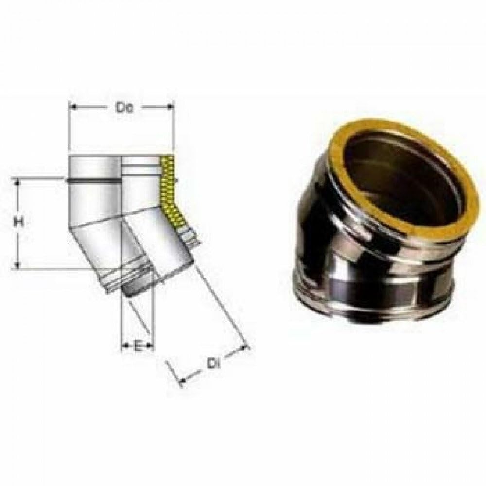 Utilfer Curva Doppia Parete 45° Coibentata Inox 316 Aisi Int 304 Aisi Est 5 Dc Canna, 100-150 - 4