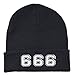 666 Beanie Occult Gothic Metal Unisex Fashion Accessory Black Warm Fisherman Skull Hat