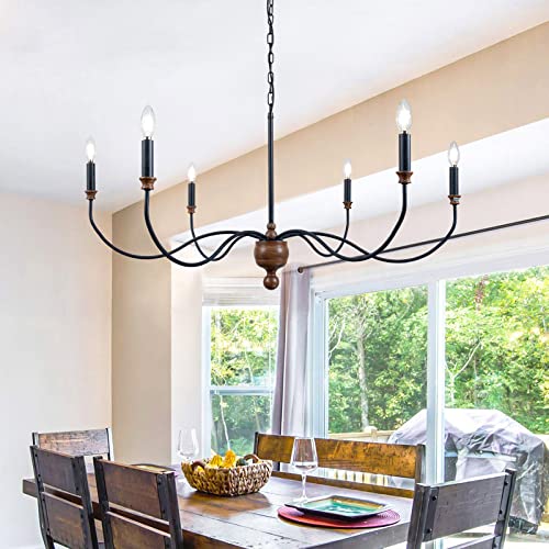 Wochos Modern Farmhouse Chandelier Light Fixture, 6-Light Large Hanging Light Fixture For Dining Room Over Table, Living Room #TOP6