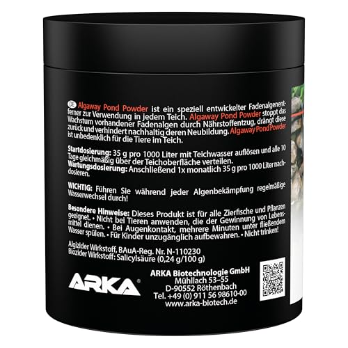 Fadenalgen-Entferner für Teiche – ARKA Pond Algaway Powder 250 g – reduziert Fadenalgen & unterstützt klares Wasser – vorbeugende Wirkung bei regelmäßigem Einsatz – für den Gartenteich